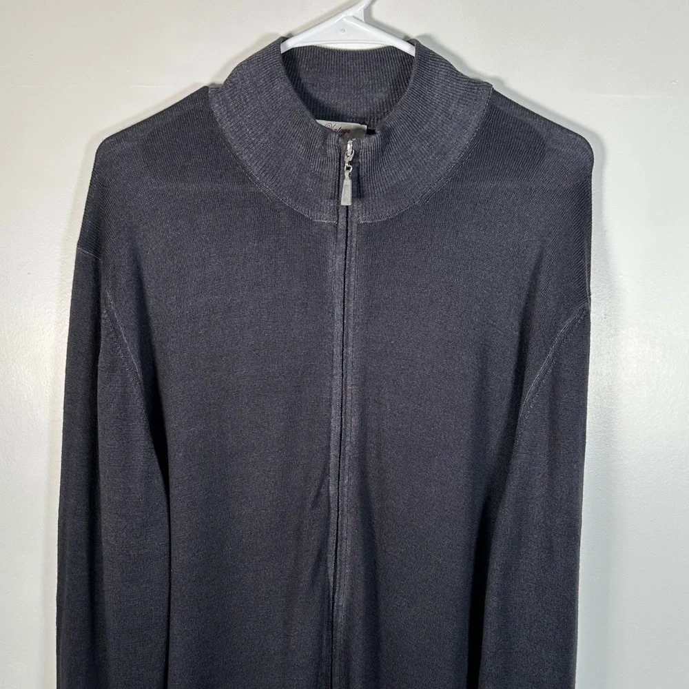 Gran Sasso 100% Virgin Wool Full Zip Sweater Gray Size XL Made in Italy Knit